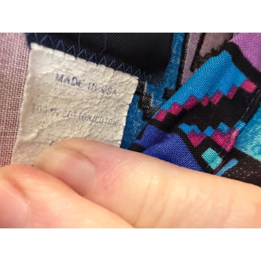 VTG Brooks & Dunn Panhandle Slim Shirt 18/35 Aztec Western Bright Blue Pink USA - Picture 7 of 9